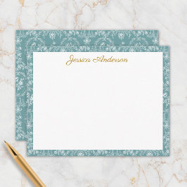 Vintage Rococo Flowers Floral Personalized Name Notitiekaartje