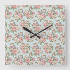 Vintage Rococo Revival Rose Garden Romantic Vierkante Klok