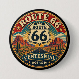 Vintage Rode 66 Woestijn-Eeuwfeest Ronde Button 7,6 Cm