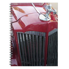 vintage rode auto met chroom motorkapornament notitieboek