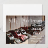 Vintage rode auto's 50e verjaardag kaart (Voorkant / Achterkant)