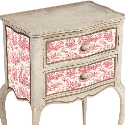 Vintage Rode Bloem Toile De Jouy Platteland Tissuepapier