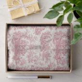 Vintage Rode Bloem Toile De Jouy Platteland Tissuepapier (Geschenk)