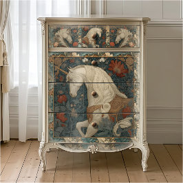 Vintage Rode Bloem William Morris Stijl Eenhoorn Tissuepapier