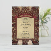 Vintage Rode Circus Carnaval Elegante Trouwdag Kaart (Staand voorkant)