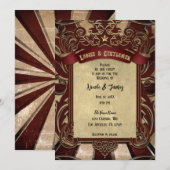 Vintage Rode Circus Carnaval Elegante Trouwdag Kaart (Voorkant / Achterkant)