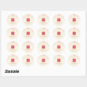 Vintage rode en beige bloemige Chinese bruiloft Ronde Sticker (Vel)