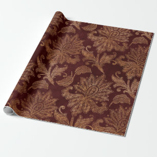 Vintage rode en gouden namaak bloemendecoratie ker cadeaupapier