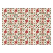 VINTAGE RODE EN GROENE KERST LAPWORK TAFELKLEED (Voorkant (Horizontaal))