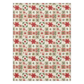 VINTAGE RODE EN GROENE KERST LAPWORK TAFELKLEED (Voorkant)