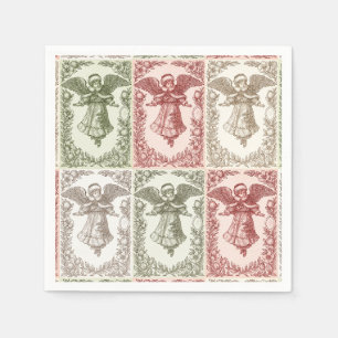 Vintage rode groene witte bloemengarde Victoriaans Servet