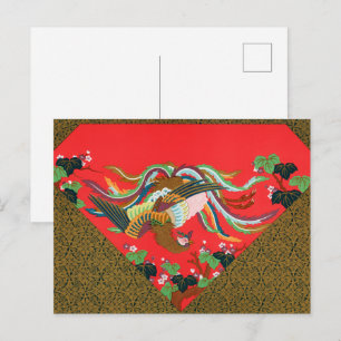 Vintage Rode Japanse Phoenix Vogel Kunst G.A. Auds Briefkaart