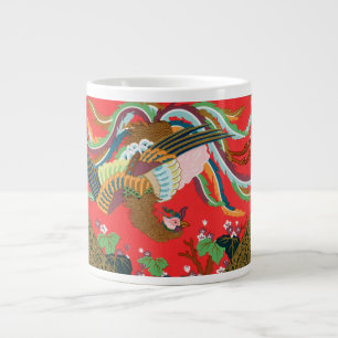 Vintage Rode Japanse Phoenix Vogel Kunst G.A. Auds Grote Koffiekop