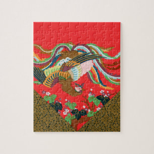 Vintage Rode Japanse Phoenix Vogel Kunst G.A. Auds Legpuzzel