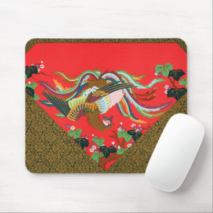Vintage Rode Japanse Phoenix Vogel Kunst G.A. Auds Muismat