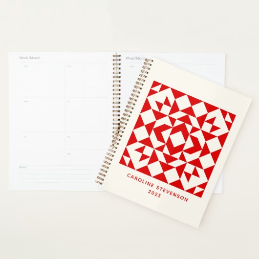 Vintage Rode Kerst Geometrische Quilt Persoonlijk Planner (Display)