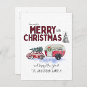 Vintage Rode Kerstmis Briefkaart (Voorkant / Achterkant)