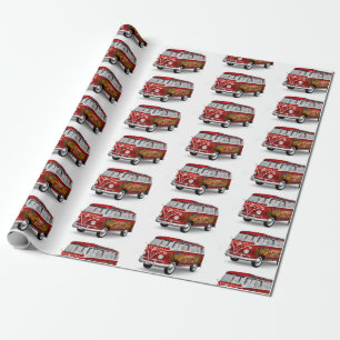 Vintage Rode Kerstmis van de Vrachtwagen Cadeaupapier