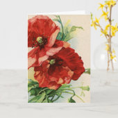 Vintage Rode Klaproes Bloemkaart Kaart (Gele Bloem)