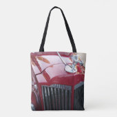 vintage rode ornament canvas tas (Achterkant)