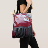 vintage rode ornament canvas tas (Dichtbij)