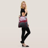vintage rode ornament canvas tas (Op model)