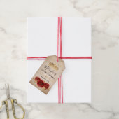 Vintage Rode Roos en Gouden Kroon Dankjewel Favori Cadeaulabel (Met Touw)