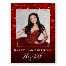 Vintage rode roze gouden verjaardagsfeest foto