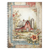  Vintage rode schuur en boerderij scène patroon  Notitieboek (Voorkant)