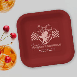 Vintage Rode Singles Cupid Valentijnsdag Feest Papieren Bordje
