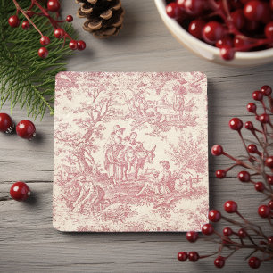 Vintage rode Toile de Jouy-boomontwerp Stenen Onderzetter