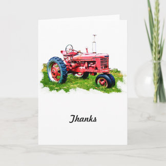 Vintage Rode Tractor op het Gebied Bedankkaart
