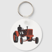Vintage Rode Tractor Retro Boer Sleutelhanger (Achterkant)