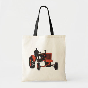 Vintage Rode Tractor Retro Boer Tote Bag