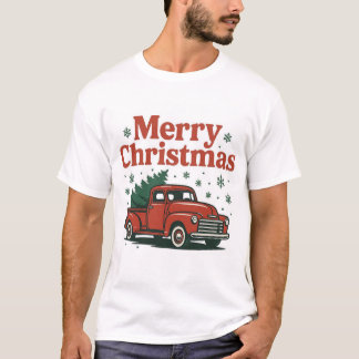 Vintage Rode Truck Kerstmis T-Shirt Holiday