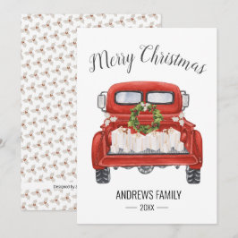 Vintage Rode Truck Presenteert Prettig Kerstfeest Feestdagenkaart