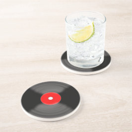 Vintage rode vinylplaat rockabilly drankonderschot zandsteen onderzetter