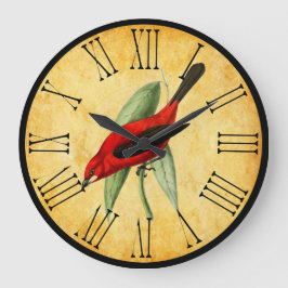 Vintage Rode Vogel Orante en Elegante Keuken Grote Klok