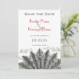 Vintage Rode Vogels Trouwkaart Save the Date