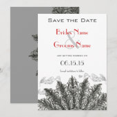 Vintage Rode Vogels Trouwkaart Save the Date (Voorkant / Achterkant)