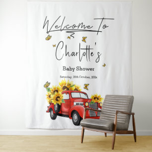 Vintage rode vrachtwagen met zonnebloemen baby sho wandkleed