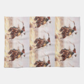 Vintage Rodeo Cowboy Bronc Rider  Theedoek (Horizontaal)