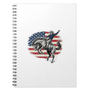Vintage Rodeo Cowboy Patriottische Paardrijder Vec Notitieboek