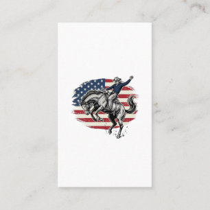 Vintage Rodeo Cowboy Patriottische Paardrijder Vec Visitekaartje