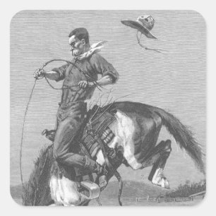 Vintage Rodeo Cowboys, Bucking Bronco door Remingt Vierkante Sticker