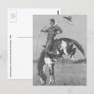 Vintage Rodeo Cowboys, Bucking Bronco van Remingto Briefkaart