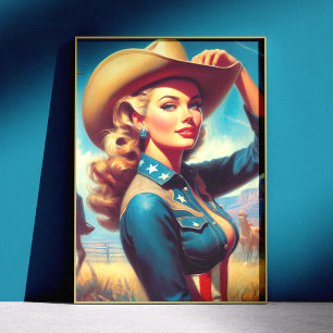 Vintage Rodeo Pin-up Perfect Poster