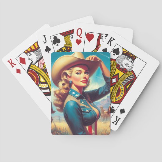 Vintage Rodeo Pin-up Pokerkaarten (Achterkant)