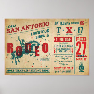 Vintage Rodeo Poster – Retro Westerse Kunstprint