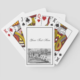Vintage roeiers in boot aan de steiger pokerkaarten